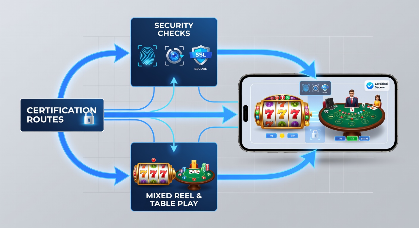 Darstellung der Sicherheitsintegration zwischen mobilen Walzenspielen und Live-Tischfeatures