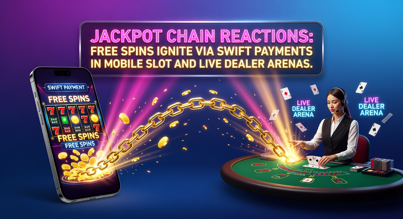 Dynamische Darstellung einer Kette aus Jackpot-Symbolen, die durch schnelle Zahlungen und Free-Spin-Boni in mobilen Slots explodieren