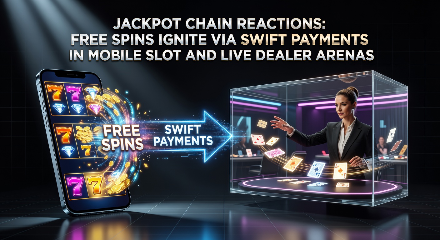 Live-Dealer-Tisch mit Slot-Elementen, umgeben von Free-Spin-Icons und schnellen Zahlungssymbolen auf einem Smartphone-Bildschirm