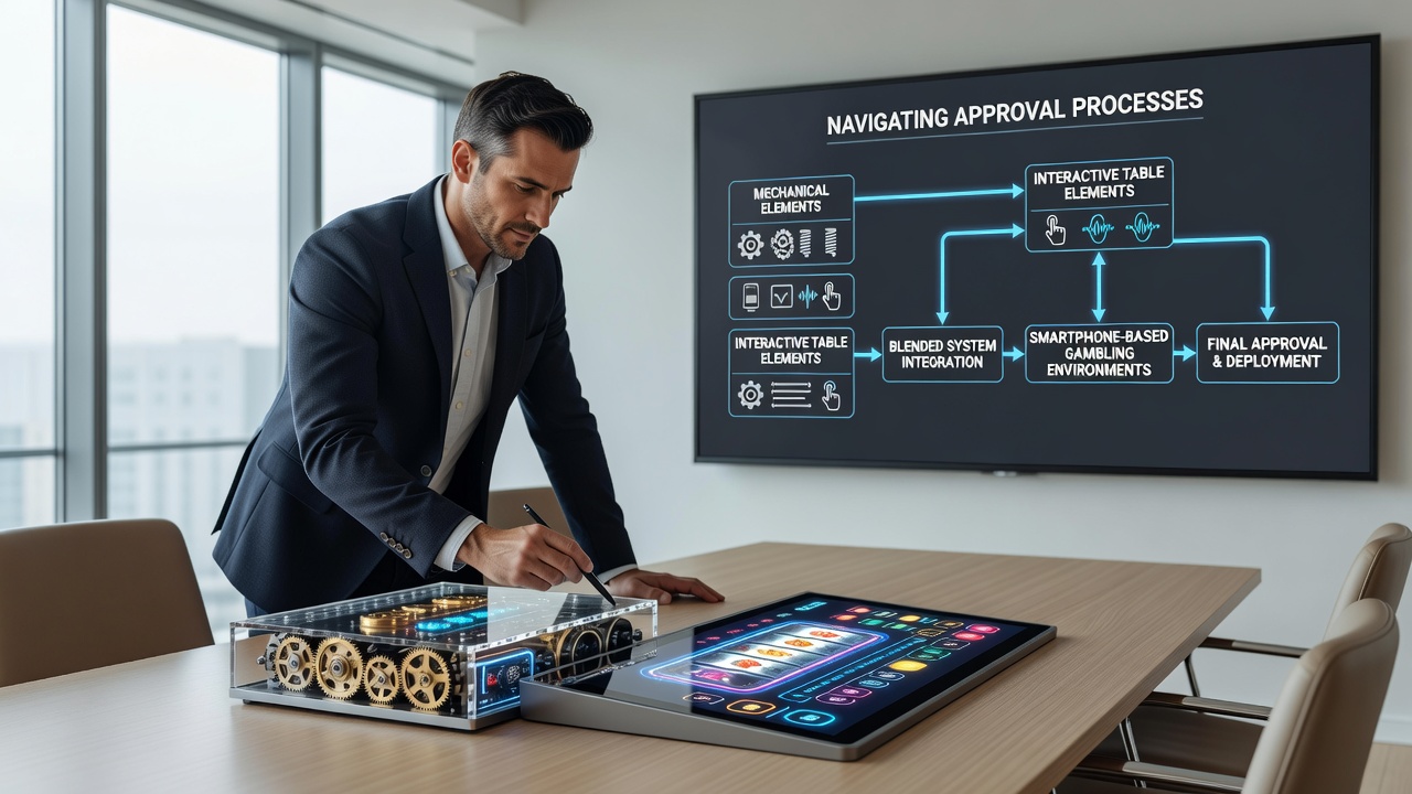 Genehmigungswege für hybride mechanische und interaktive Tischkomponenten in Smartphone-basierten Glücksspielumgebungen
